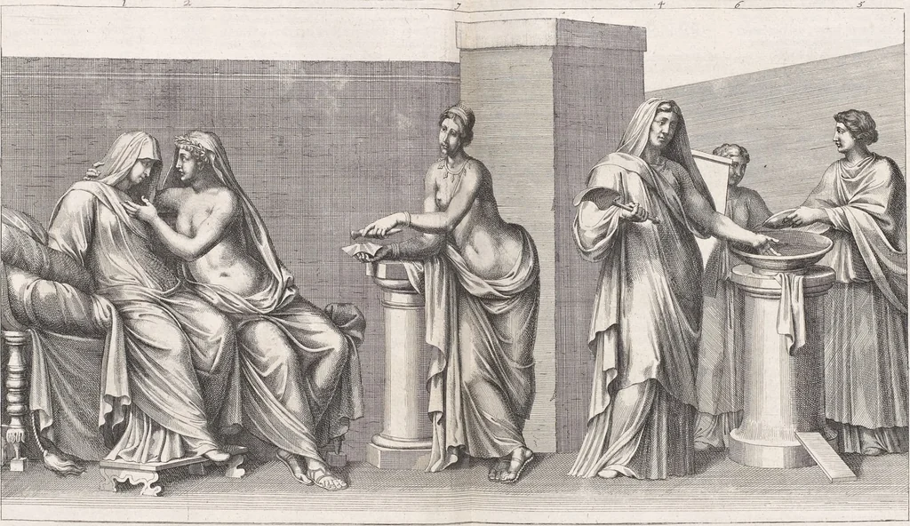 An illustration from Joachimi de Sandrart, à Stockau ... Academia nobilissimae artis pictoriae, sive, De veris & genuinis hujusdem proprietatibus, theorematibus, secretis atque requisitis aliis ... : unà cum artificum tam Aegyptiorum, Graecorum & Romanorum, quàm Italorum, Gallorum, Anglorum, Germanorum, Belgarum, aliorumq[ue] ... vitis atque encomiis ... : eorundemque plusquàm ducentis iconibus ... aere expressis, erecta atq[ue] publicata, 1683, leaf 141