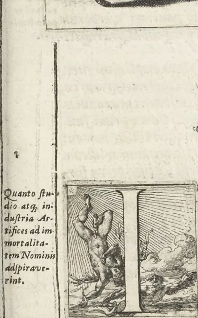 An illustration from Joachimi de Sandrart, à Stockau ... Academia nobilissimae artis pictoriae, sive, De veris & genuinis hujusdem proprietatibus, theorematibus, secretis atque requisitis aliis ... : unà cum artificum tam Aegyptiorum, Graecorum & Romanorum, quàm Italorum, Gallorum, Anglorum, Germanorum, Belgarum, aliorumq[ue] ... vitis atque encomiis ... : eorundemque plusquàm ducentis iconibus ... aere expressis, erecta atq[ue] publicata, 1683, leaf 16
