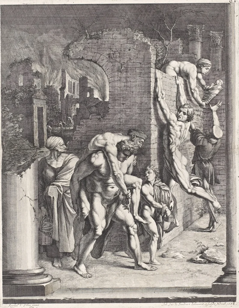 An illustration from Joachimi de Sandrart, à Stockau ... Academia nobilissimae artis pictoriae, sive, De veris & genuinis hujusdem proprietatibus, theorematibus, secretis atque requisitis aliis ... : unà cum artificum tam Aegyptiorum, Graecorum & Romanorum, quàm Italorum, Gallorum, Anglorum, Germanorum, Belgarum, aliorumq[ue] ... vitis atque encomiis ... : eorundemque plusquàm ducentis iconibus ... aere expressis, erecta atq[ue] publicata, 1683, leaf 193