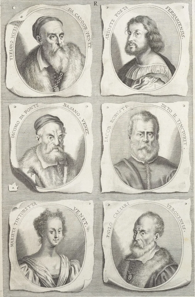 An illustration from Joachimi de Sandrart, à Stockau ... Academia nobilissimae artis pictoriae, sive, De veris & genuinis hujusdem proprietatibus, theorematibus, secretis atque requisitis aliis ... : unà cum artificum tam Aegyptiorum, Graecorum & Romanorum, quàm Italorum, Gallorum, Anglorum, Germanorum, Belgarum, aliorumq[ue] ... vitis atque encomiis ... : eorundemque plusquàm ducentis iconibus ... aere expressis, erecta atq[ue] publicata, 1683, leaf 238