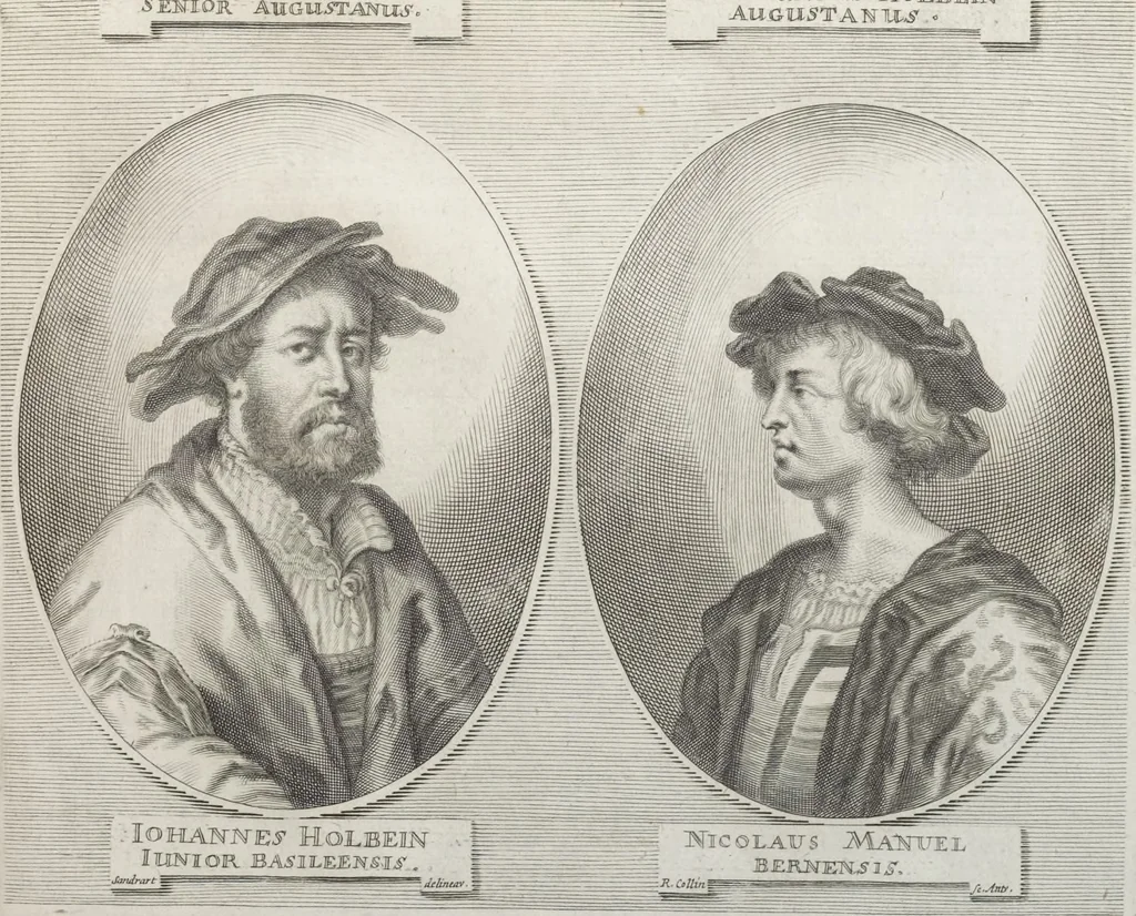 An illustration from Joachimi de Sandrart, à Stockau ... Academia nobilissimae artis pictoriae, sive, De veris & genuinis hujusdem proprietatibus, theorematibus, secretis atque requisitis aliis ... : unà cum artificum tam Aegyptiorum, Graecorum & Romanorum, quàm Italorum, Gallorum, Anglorum, Germanorum, Belgarum, aliorumq[ue] ... vitis atque encomiis ... : eorundemque plusquàm ducentis iconibus ... aere expressis, erecta atq[ue] publicata, 1683, leaf 330
