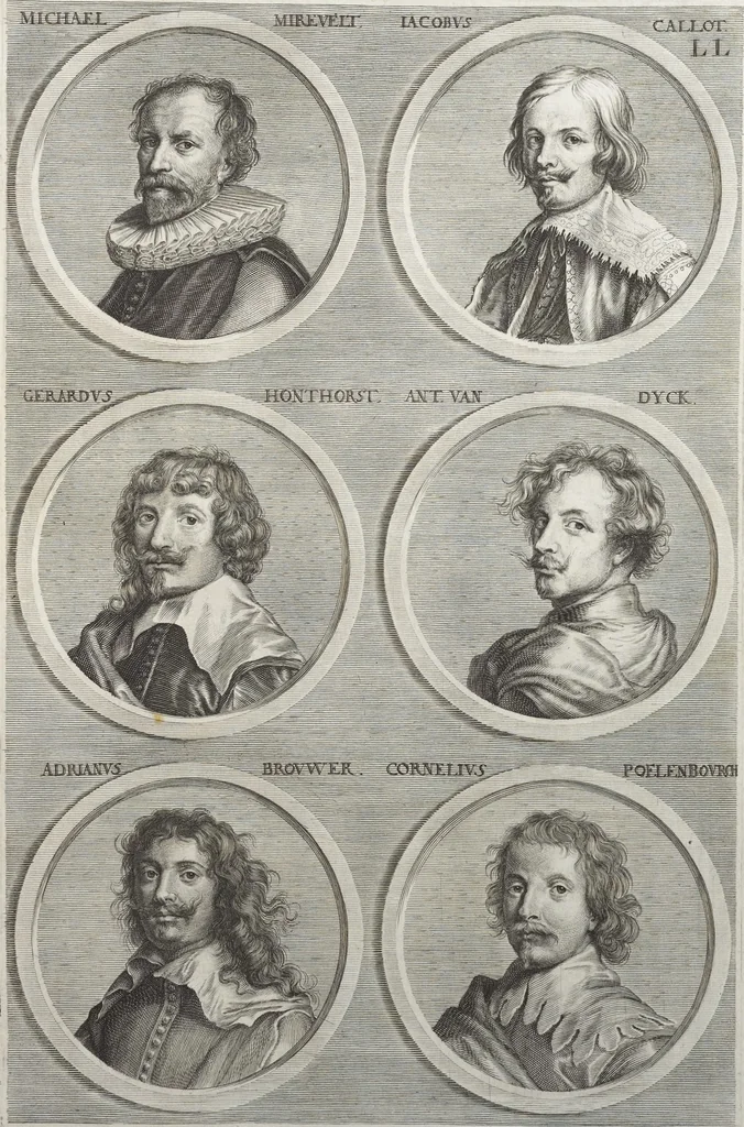 An illustration from Joachimi de Sandrart, à Stockau ... Academia nobilissimae artis pictoriae, sive, De veris & genuinis hujusdem proprietatibus, theorematibus, secretis atque requisitis aliis ... : unà cum artificum tam Aegyptiorum, Graecorum & Romanorum, quàm Italorum, Gallorum, Anglorum, Germanorum, Belgarum, aliorumq[ue] ... vitis atque encomiis ... : eorundemque plusquàm ducentis iconibus ... aere expressis, erecta atq[ue] publicata, 1683, leaf 400