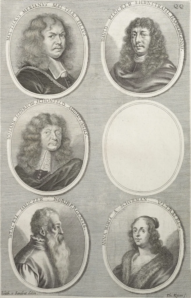 An illustration from Joachimi de Sandrart, à Stockau ... Academia nobilissimae artis pictoriae, sive, De veris & genuinis hujusdem proprietatibus, theorematibus, secretis atque requisitis aliis ... : unà cum artificum tam Aegyptiorum, Graecorum & Romanorum, quàm Italorum, Gallorum, Anglorum, Germanorum, Belgarum, aliorumq[ue] ... vitis atque encomiis ... : eorundemque plusquàm ducentis iconibus ... aere expressis, erecta atq[ue] publicata, 1683, leaf 492