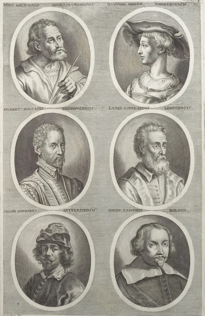An illustration from Joachimi de Sandrart, à Stockau ... Academia nobilissimae artis pictoriae, sive, De veris & genuinis hujusdem proprietatibus, theorematibus, secretis atque requisitis aliis ... : unà cum artificum tam Aegyptiorum, Graecorum & Romanorum, quàm Italorum, Gallorum, Anglorum, Germanorum, Belgarum, aliorumq[ue] ... vitis atque encomiis ... : eorundemque plusquàm ducentis iconibus ... aere expressis, erecta atq[ue] publicata, 1683, leaf 496