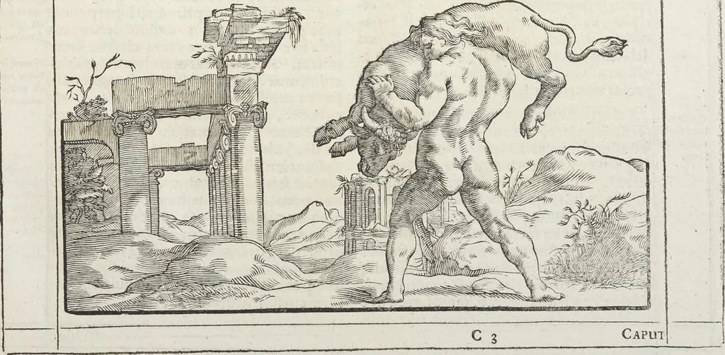 An illustration from Joachimi de Sandrart, à Stockau ... Academia nobilissimae artis pictoriae, sive, De veris & genuinis hujusdem proprietatibus, theorematibus, secretis atque requisitis aliis ... : unà cum artificum tam Aegyptiorum, Graecorum & Romanorum, quàm Italorum, Gallorum, Anglorum, Germanorum, Belgarum, aliorumq[ue] ... vitis atque encomiis ... : eorundemque plusquàm ducentis iconibus ... aere expressis, erecta atq[ue] publicata, 1683, leaf 50