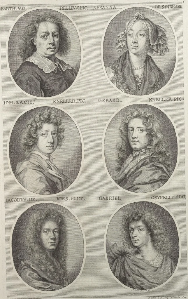 An illustration from Joachimi de Sandrart, à Stockau ... Academia nobilissimae artis pictoriae, sive, De veris & genuinis hujusdem proprietatibus, theorematibus, secretis atque requisitis aliis ... : unà cum artificum tam Aegyptiorum, Graecorum & Romanorum, quàm Italorum, Gallorum, Anglorum, Germanorum, Belgarum, aliorumq[ue] ... vitis atque encomiis ... : eorundemque plusquàm ducentis iconibus ... aere expressis, erecta atq[ue] publicata, 1683, leaf 516