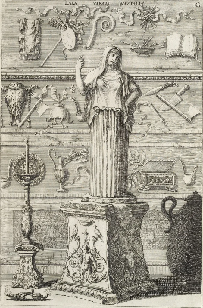 An illustration from Joachimi de Sandrart, à Stockau ... Academia nobilissimae artis pictoriae, sive, De veris & genuinis hujusdem proprietatibus, theorematibus, secretis atque requisitis aliis ... : unà cum artificum tam Aegyptiorum, Graecorum & Romanorum, quàm Italorum, Gallorum, Anglorum, Germanorum, Belgarum, aliorumq[ue] ... vitis atque encomiis ... : eorundemque plusquàm ducentis iconibus ... aere expressis, erecta atq[ue] publicata, 1683, leaf 128