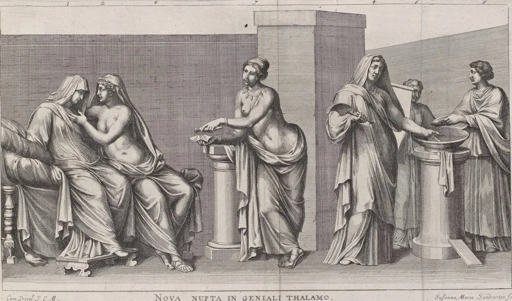 An illustration from Joachimi de Sandrart, à Stockau ... Academia nobilissimae artis pictoriae, sive, De veris & genuinis hujusdem proprietatibus, theorematibus, secretis atque requisitis aliis ... : unà cum artificum tam Aegyptiorum, Graecorum & Romanorum, quàm Italorum, Gallorum, Anglorum, Germanorum, Belgarum, aliorumq[ue] ... vitis atque encomiis ... : eorundemque plusquàm ducentis iconibus ... aere expressis, erecta atq[ue] publicata, 1683, leaf 140