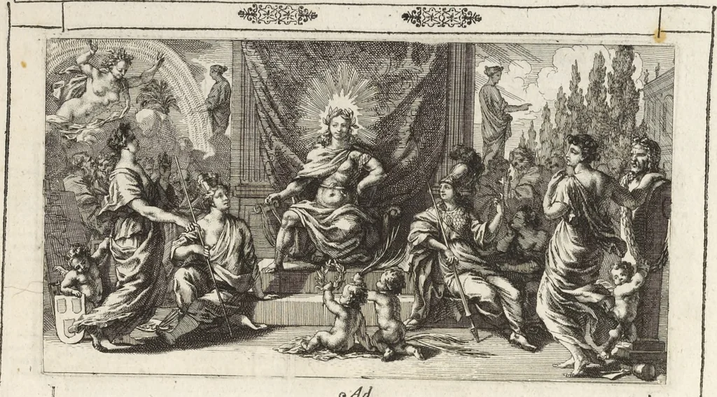 An illustration from Joachimi de Sandrart, à Stockau ... Academia nobilissimae artis pictoriae, sive, De veris & genuinis hujusdem proprietatibus, theorematibus, secretis atque requisitis aliis ... : unà cum artificum tam Aegyptiorum, Graecorum & Romanorum, quàm Italorum, Gallorum, Anglorum, Germanorum, Belgarum, aliorumq[ue] ... vitis atque encomiis ... : eorundemque plusquàm ducentis iconibus ... aere expressis, erecta atq[ue] publicata, 1683, leaf 16
