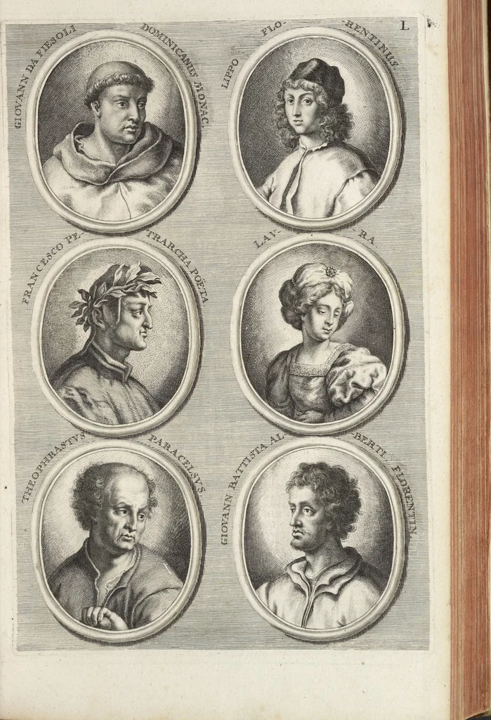 An illustration from Joachimi de Sandrart, à Stockau ... Academia nobilissimae artis pictoriae, sive, De veris & genuinis hujusdem proprietatibus, theorematibus, secretis atque requisitis aliis ... : unà cum artificum tam Aegyptiorum, Graecorum & Romanorum, quàm Italorum, Gallorum, Anglorum, Germanorum, Belgarum, aliorumq[ue] ... vitis atque encomiis ... : eorundemque plusquàm ducentis iconibus ... aere expressis, erecta atq[ue] publicata, 1683, leaf 160