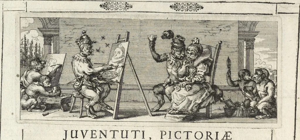 An illustration from Joachimi de Sandrart, à Stockau ... Academia nobilissimae artis pictoriae, sive, De veris & genuinis hujusdem proprietatibus, theorematibus, secretis atque requisitis aliis ... : unà cum artificum tam Aegyptiorum, Graecorum & Romanorum, quàm Italorum, Gallorum, Anglorum, Germanorum, Belgarum, aliorumq[ue] ... vitis atque encomiis ... : eorundemque plusquàm ducentis iconibus ... aere expressis, erecta atq[ue] publicata, 1683, leaf 21