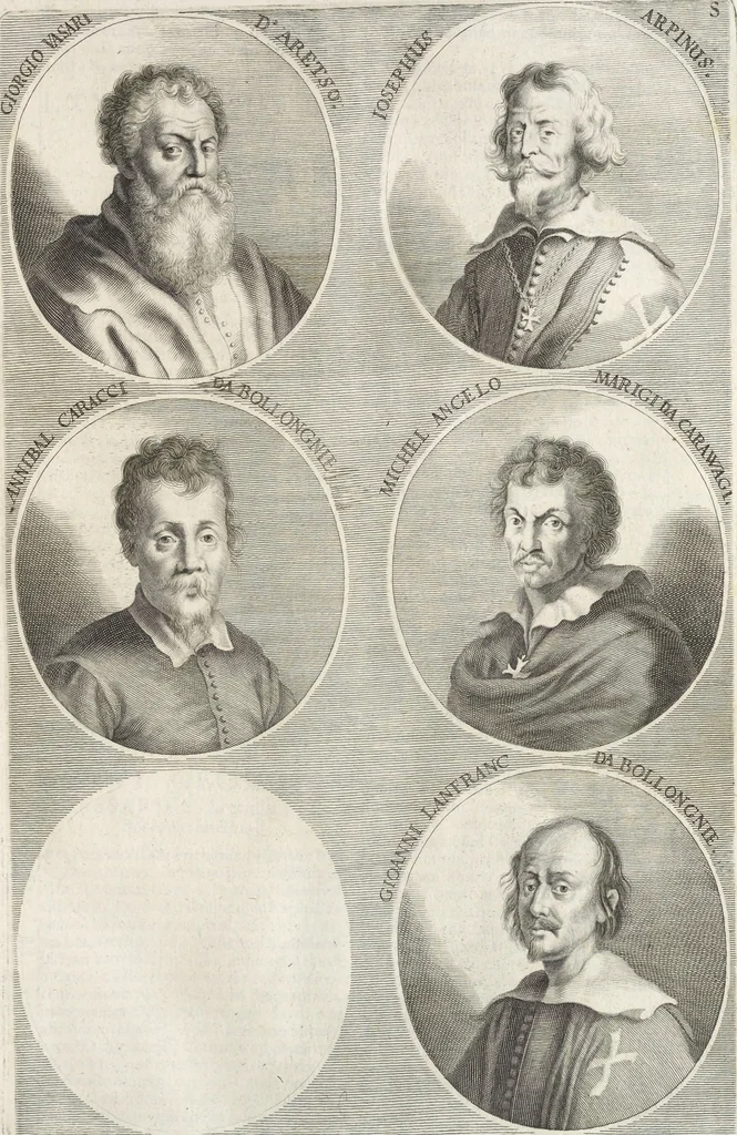 An illustration from Joachimi de Sandrart, à Stockau ... Academia nobilissimae artis pictoriae, sive, De veris & genuinis hujusdem proprietatibus, theorematibus, secretis atque requisitis aliis ... : unà cum artificum tam Aegyptiorum, Graecorum & Romanorum, quàm Italorum, Gallorum, Anglorum, Germanorum, Belgarum, aliorumq[ue] ... vitis atque encomiis ... : eorundemque plusquàm ducentis iconibus ... aere expressis, erecta atq[ue] publicata, 1683, leaf 244