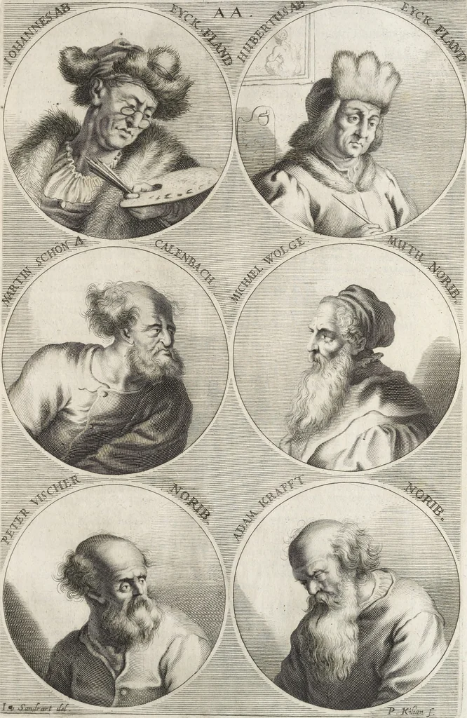 An illustration from Joachimi de Sandrart, à Stockau ... Academia nobilissimae artis pictoriae, sive, De veris & genuinis hujusdem proprietatibus, theorematibus, secretis atque requisitis aliis ... : unà cum artificum tam Aegyptiorum, Graecorum & Romanorum, quàm Italorum, Gallorum, Anglorum, Germanorum, Belgarum, aliorumq[ue] ... vitis atque encomiis ... : eorundemque plusquàm ducentis iconibus ... aere expressis, erecta atq[ue] publicata, 1683, leaf 278