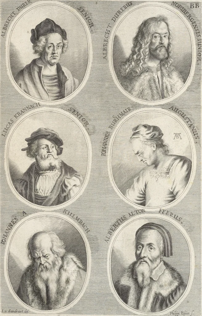 An illustration from Joachimi de Sandrart, à Stockau ... Academia nobilissimae artis pictoriae, sive, De veris & genuinis hujusdem proprietatibus, theorematibus, secretis atque requisitis aliis ... : unà cum artificum tam Aegyptiorum, Graecorum & Romanorum, quàm Italorum, Gallorum, Anglorum, Germanorum, Belgarum, aliorumq[ue] ... vitis atque encomiis ... : eorundemque plusquàm ducentis iconibus ... aere expressis, erecta atq[ue] publicata, 1683, leaf 288