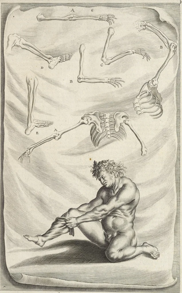 An illustration from Joachimi de Sandrart, à Stockau ... Academia nobilissimae artis pictoriae, sive, De veris & genuinis hujusdem proprietatibus, theorematibus, secretis atque requisitis aliis ... : unà cum artificum tam Aegyptiorum, Graecorum & Romanorum, quàm Italorum, Gallorum, Anglorum, Germanorum, Belgarum, aliorumq[ue] ... vitis atque encomiis ... : eorundemque plusquàm ducentis iconibus ... aere expressis, erecta atq[ue] publicata, 1683, leaf 32