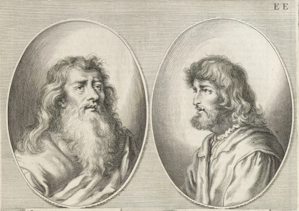 An illustration from Joachimi de Sandrart, à Stockau ... Academia nobilissimae artis pictoriae, sive, De veris & genuinis hujusdem proprietatibus, theorematibus, secretis atque requisitis aliis ... : unà cum artificum tam Aegyptiorum, Graecorum & Romanorum, quàm Italorum, Gallorum, Anglorum, Germanorum, Belgarum, aliorumq[ue] ... vitis atque encomiis ... : eorundemque plusquàm ducentis iconibus ... aere expressis, erecta atq[ue] publicata, 1683, leaf 320
