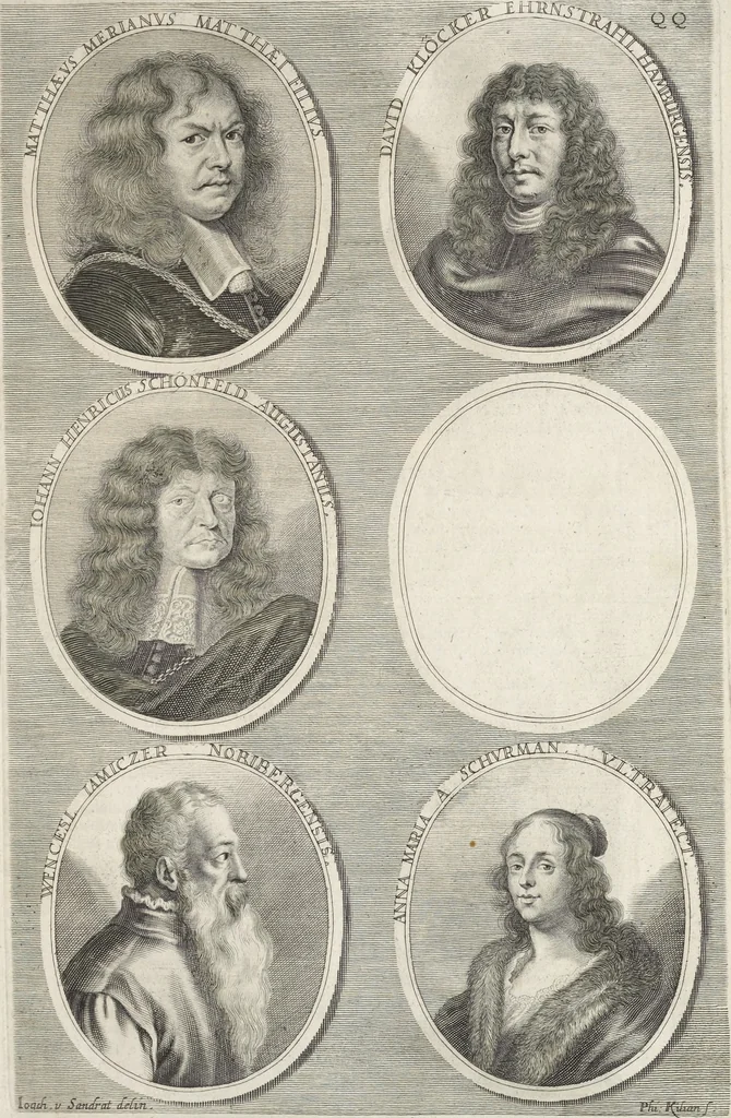 An illustration from Joachimi de Sandrart, à Stockau ... Academia nobilissimae artis pictoriae, sive, De veris & genuinis hujusdem proprietatibus, theorematibus, secretis atque requisitis aliis ... : unà cum artificum tam Aegyptiorum, Graecorum & Romanorum, quàm Italorum, Gallorum, Anglorum, Germanorum, Belgarum, aliorumq[ue] ... vitis atque encomiis ... : eorundemque plusquàm ducentis iconibus ... aere expressis, erecta atq[ue] publicata, 1683, leaf 482