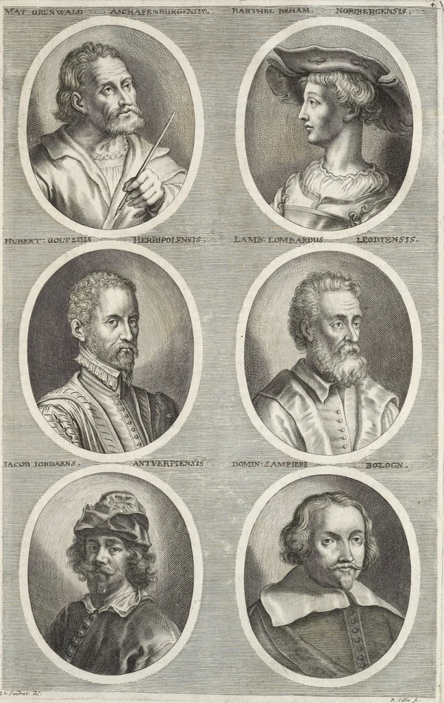 An illustration from Joachimi de Sandrart, à Stockau ... Academia nobilissimae artis pictoriae, sive, De veris & genuinis hujusdem proprietatibus, theorematibus, secretis atque requisitis aliis ... : unà cum artificum tam Aegyptiorum, Graecorum & Romanorum, quàm Italorum, Gallorum, Anglorum, Germanorum, Belgarum, aliorumq[ue] ... vitis atque encomiis ... : eorundemque plusquàm ducentis iconibus ... aere expressis, erecta atq[ue] publicata, 1683, leaf 486