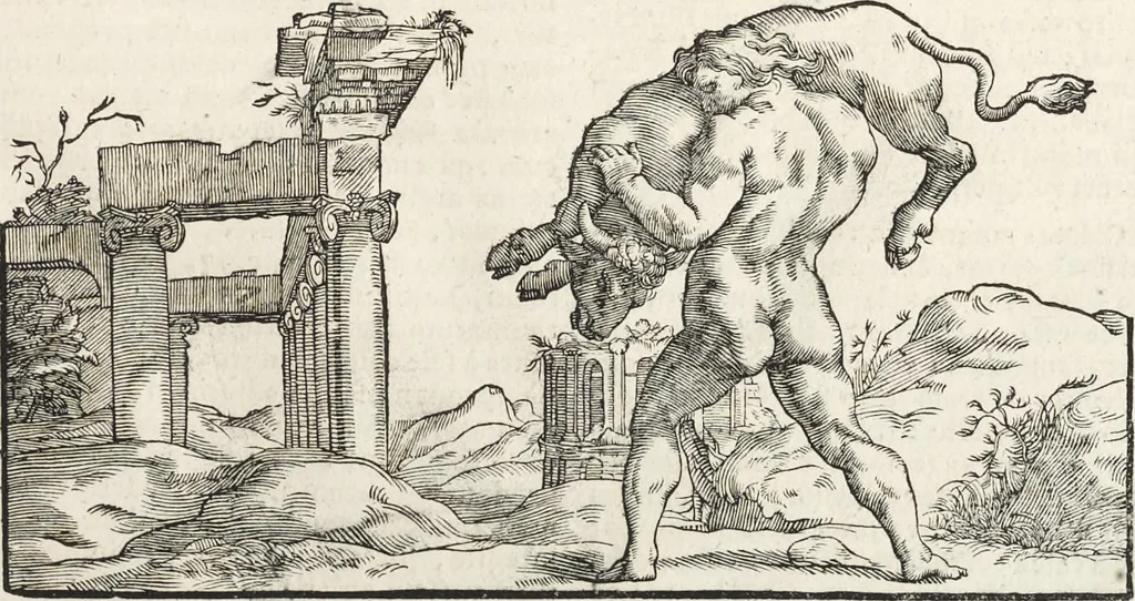 An illustration from Joachimi de Sandrart, à Stockau ... Academia nobilissimae artis pictoriae, sive, De veris & genuinis hujusdem proprietatibus, theorematibus, secretis atque requisitis aliis ... : unà cum artificum tam Aegyptiorum, Graecorum & Romanorum, quàm Italorum, Gallorum, Anglorum, Germanorum, Belgarum, aliorumq[ue] ... vitis atque encomiis ... : eorundemque plusquàm ducentis iconibus ... aere expressis, erecta atq[ue] publicata, 1683, leaf 50