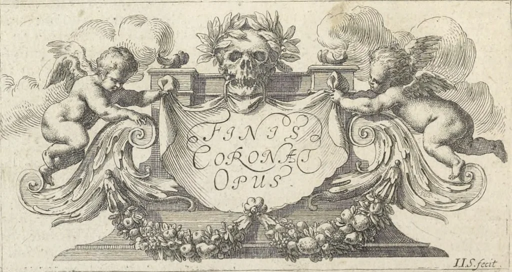 An illustration from Joachimi de Sandrart, à Stockau ... Academia nobilissimae artis pictoriae, sive, De veris & genuinis hujusdem proprietatibus, theorematibus, secretis atque requisitis aliis ... : unà cum artificum tam Aegyptiorum, Graecorum & Romanorum, quàm Italorum, Gallorum, Anglorum, Germanorum, Belgarum, aliorumq[ue] ... vitis atque encomiis ... : eorundemque plusquàm ducentis iconibus ... aere expressis, erecta atq[ue] publicata, 1683, leaf 555