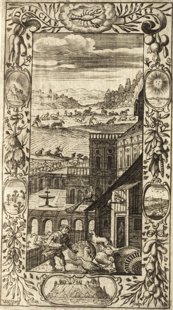 An illustration from Joannis Bisselii, e Societate Jesu, Deliciae aestatis, 1644, leaf 30
