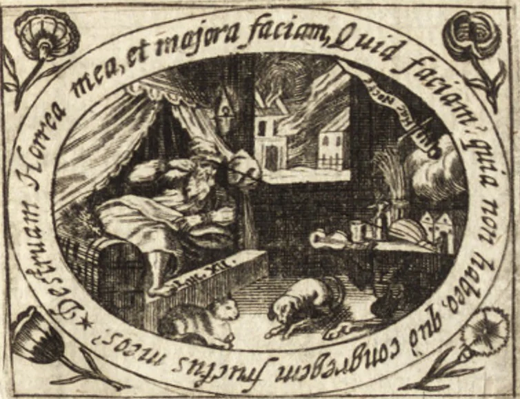 An illustration from Joannis Bisselii, e Societate Jesu, Deliciae aestatis, 1644, leaf 338