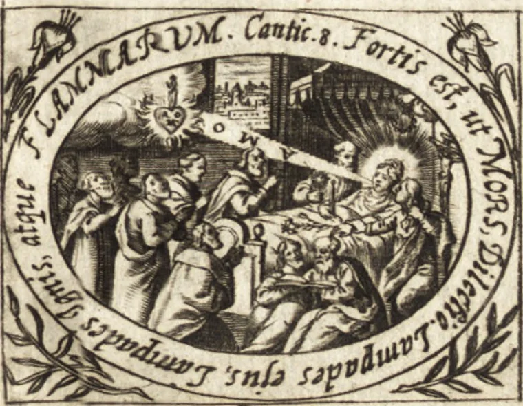 An illustration from Joannis Bisselii, e Societate Jesu, Deliciae aestatis, 1644, leaf 390
