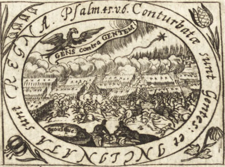 An illustration from Joannis Bisselii, e Societate Jesu, Deliciae aestatis, 1644, leaf 405