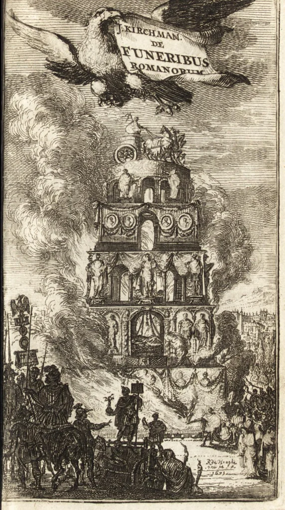 An illustration from Johan. Kirchmanni Lubecensis De funeribus Romanorum libri quatuor cum appendice : nitidissimis figuris illustrati : accessit et Funus parasiticum Nicolai Rigaltii, 1672, leaf 6