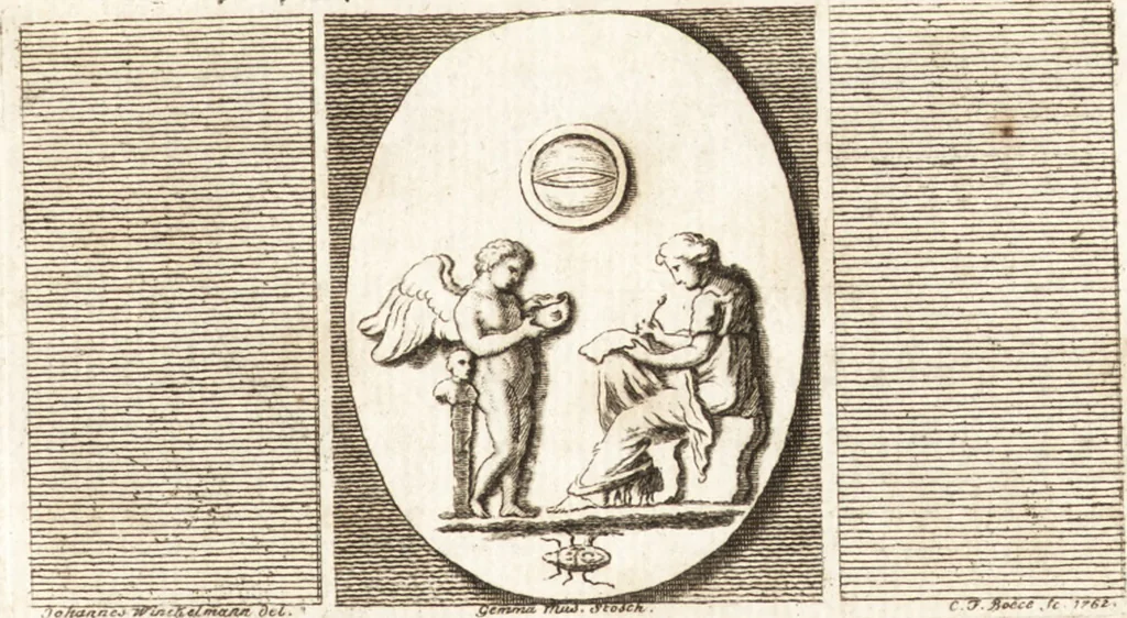 An illustration from Johann Winckelmanns Sendschreiben von den herculanischen Entdeckungen, 1762, leaf 6