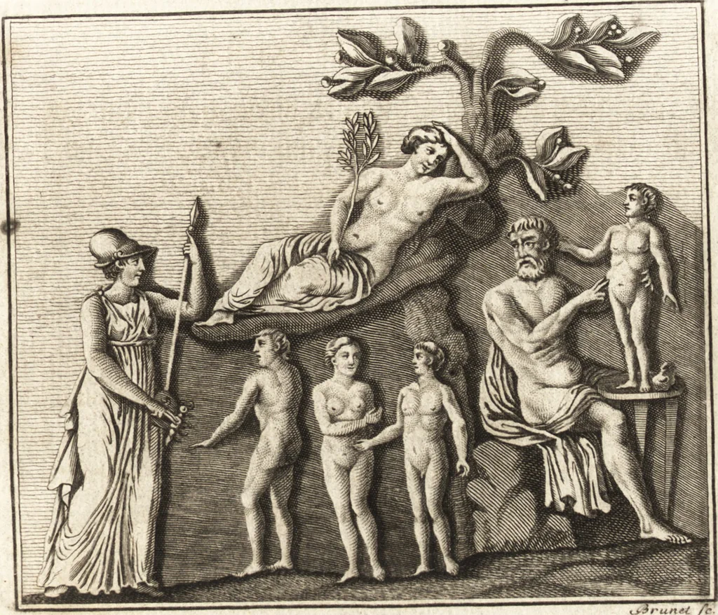 An illustration from Johann Winkelmanns Geschichte der Kunst des Alterthums, 1776, leaf 92