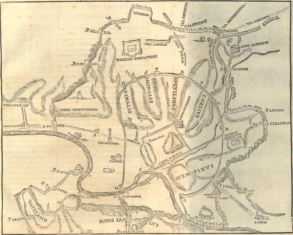 An illustration from Libri qvattro dell'antichita della citta di Roma : raccolte sotto brevita da diversi antichi et moderni scrittori, 1565, leaf 20