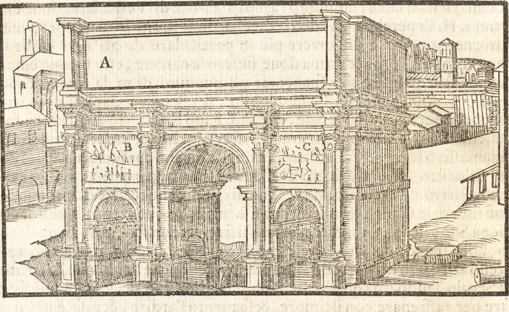 An illustration from Libri qvattro dell'antichita della citta di Roma : raccolte sotto brevita da diversi antichi et moderni scrittori, 1565, leaf 33