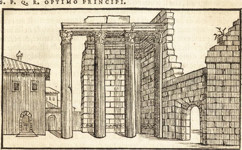 An illustration from Libri qvattro dell'antichita della citta di Roma : raccolte sotto brevita da diversi antichi et moderni scrittori, 1565, leaf 64