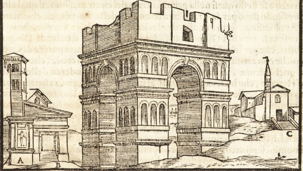 An illustration from Libri qvattro dell'antichita della citta di Roma : raccolte sotto brevita da diversi antichi et moderni scrittori, 1565, leaf 84