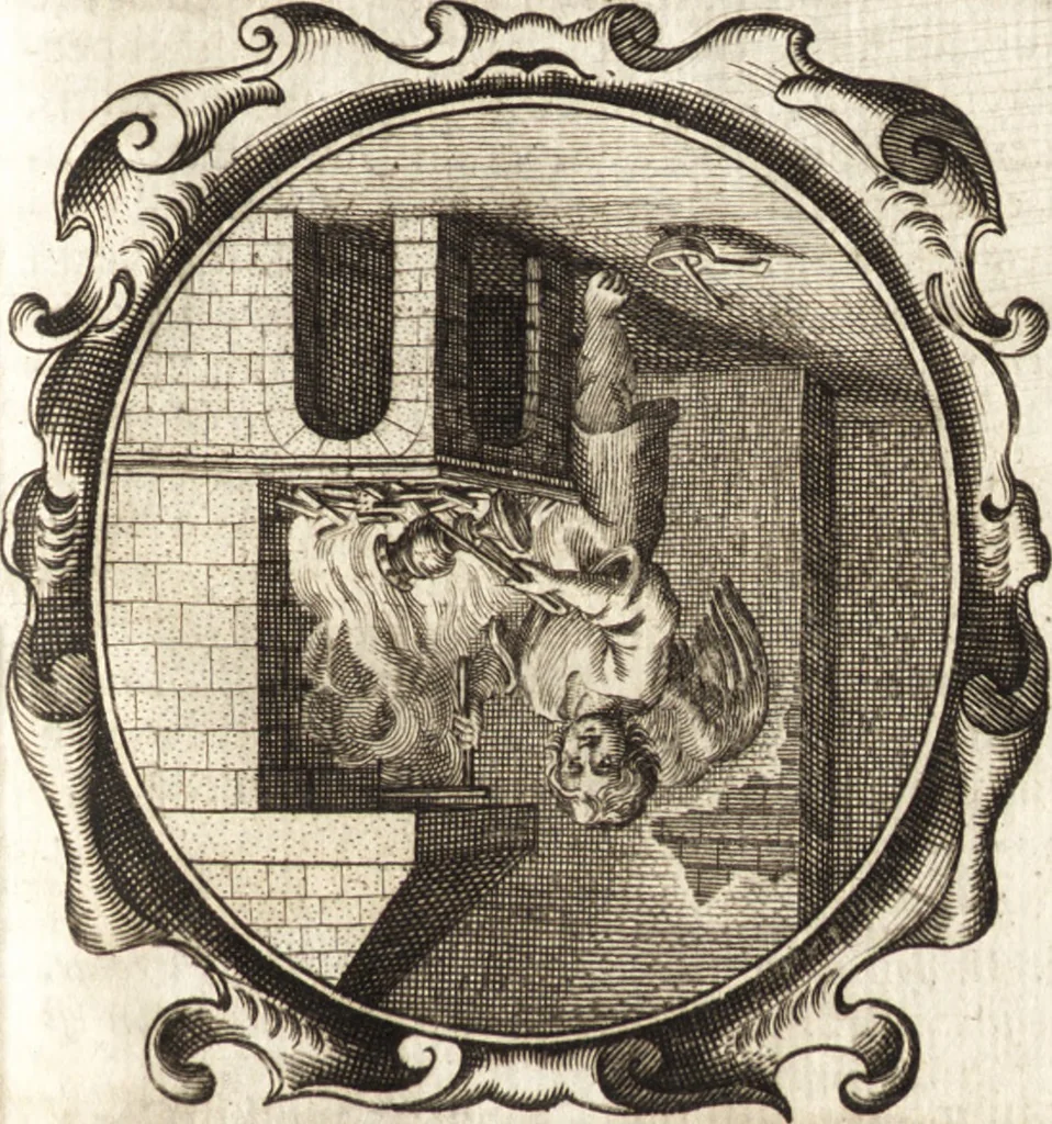 An illustration from Lucis euangelicae sub velum sacrorum emblematum reconditae, pars tertia : hoc est, caeleste pantheon, sive caelum novum in festa et gesta sanctorum totius anni, selectâ historiâ, & morali doctrinâ, 1659, leaf 126