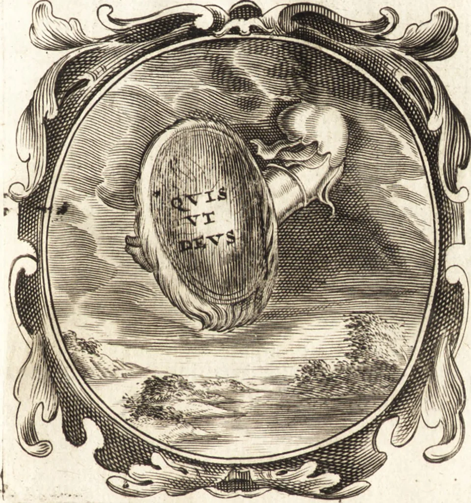 An illustration from Lucis euangelicae sub velum sacrorum emblematum reconditae, pars tertia : hoc est, caeleste pantheon, sive caelum novum in festa et gesta sanctorum totius anni, selectâ historiâ, & morali doctrinâ, 1659, leaf 224