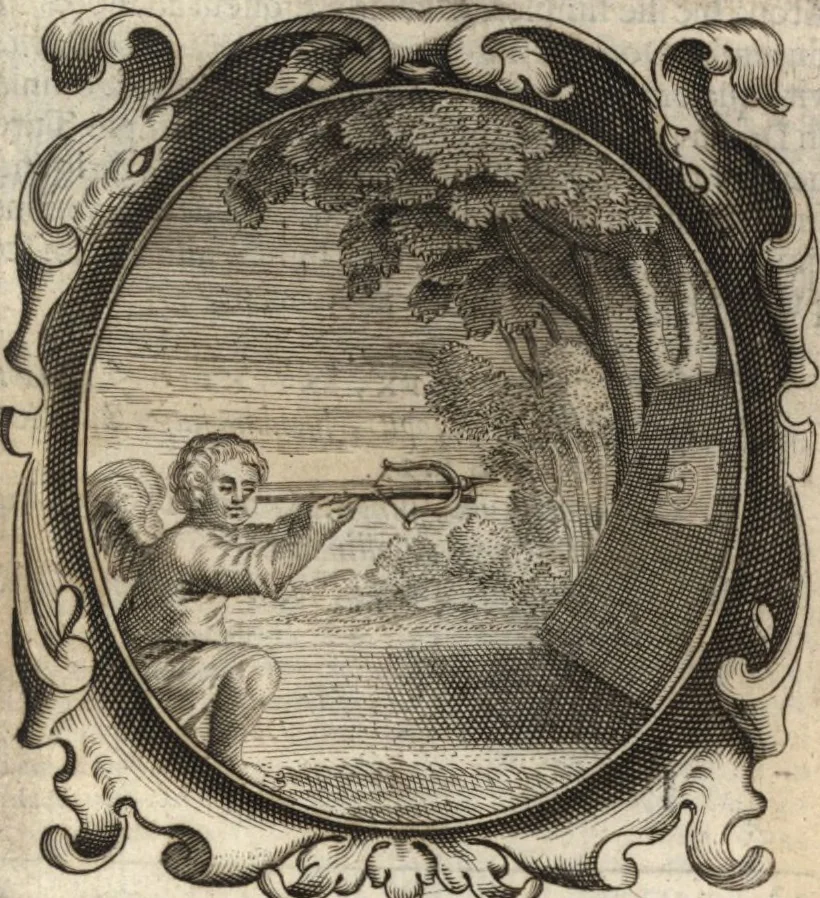 An illustration from Lucis euangelicae sub velum sacrorum emblematum reconditae, pars tertia : hoc est, caeleste pantheon, sive caelum novum in festa et gesta sanctorum totius anni, selectâ historiâ, & morali doctrinâ, 1659, leaf 350