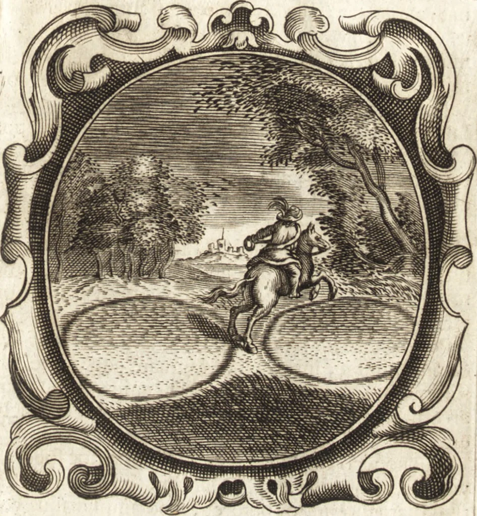 An illustration from Lucis euangelicae sub velum sacrorum emblematum reconditae, pars tertia : hoc est, caeleste pantheon, sive caelum novum in festa et gesta sanctorum totius anni, selectâ historiâ, & morali doctrinâ, 1659, leaf 398