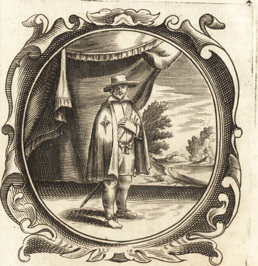 An illustration from Lucis euangelicae sub velum sacrorum emblematum reconditae, pars tertia : hoc est, caeleste pantheon, sive caelum novum in festa et gesta sanctorum totius anni, selectâ historiâ, & morali doctrinâ, 1659, leaf 53