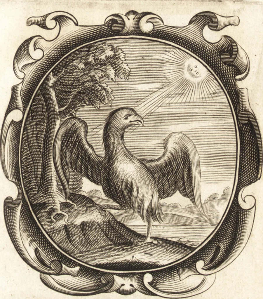 An illustration from Lucis euangelicae sub velum sacrorum emblematum reconditae, pars tertia : hoc est, caeleste pantheon, sive caelum novum in festa et gesta sanctorum totius anni, selectâ historiâ, & morali doctrinâ, 1659, leaf 530