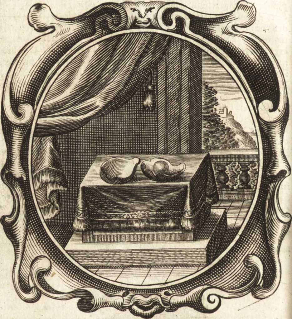 An illustration from Lucis euangelicae sub velum sacrorum emblematum reconditae, pars tertia : hoc est, caeleste pantheon, sive caelum novum in festa et gesta sanctorum totius anni, selectâ historiâ, & morali doctrinâ, 1659, leaf 73