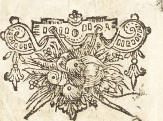 An illustration from Lucis euangelicae sub velum sacrorum emblematum reconditae, pars tertia : hoc est, caeleste pantheon, sive caelum novum in festa et gesta sanctorum totius anni, selectâ historiâ, & morali doctrinâ, 1659, leaf 798