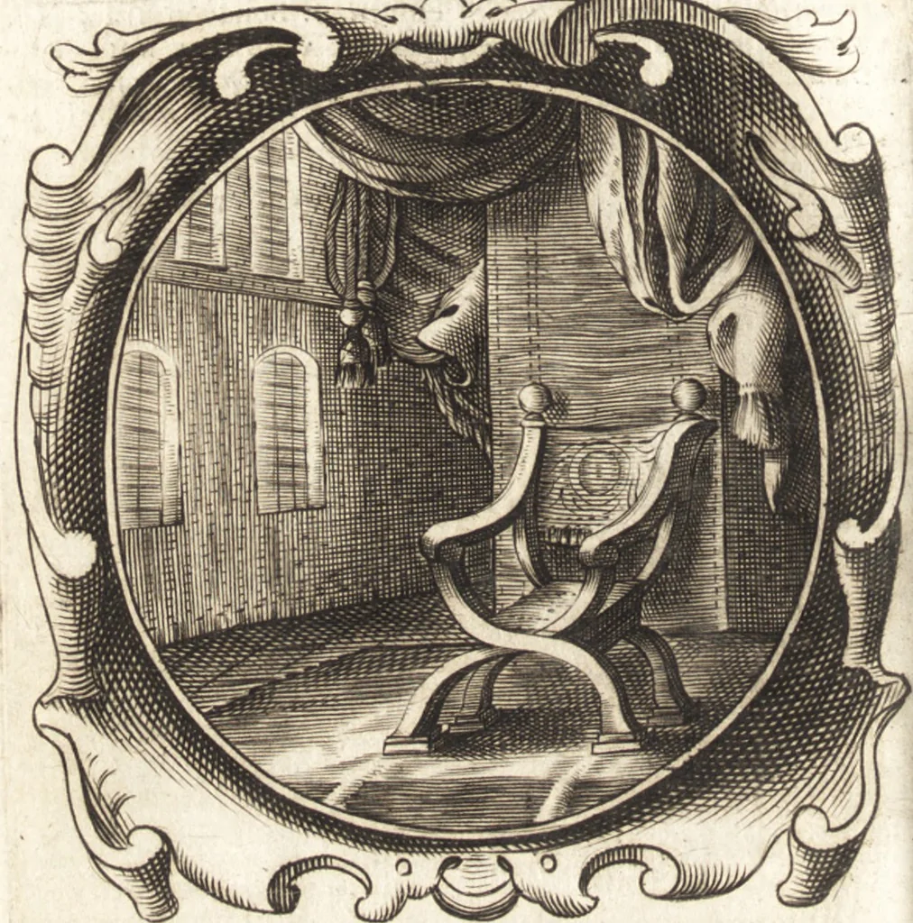 An illustration from Lucis euangelicae sub velum sacrorum emblematum reconditae, pars tertia : hoc est, caeleste pantheon, sive caelum novum in festa et gesta sanctorum totius anni, selectâ historiâ, & morali doctrinâ, 1659, leaf 799