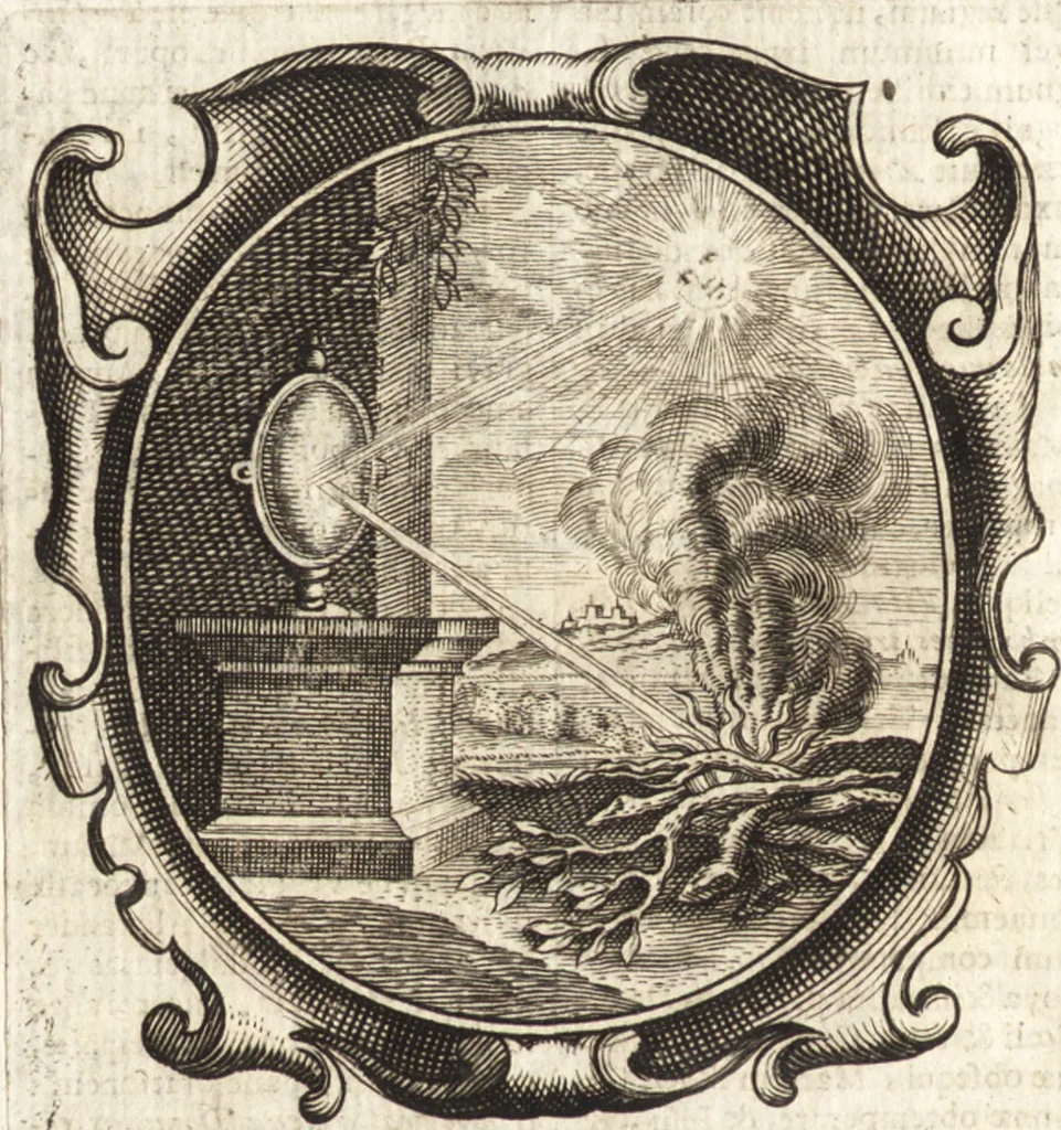 An illustration from Lucis euangelicae sub velum sacrorum emblematum reconditae, pars tertia : hoc est, caeleste pantheon, sive caelum novum in festa et gesta sanctorum totius anni, selectâ historiâ, & morali doctrinâ, 1659, leaf 83
