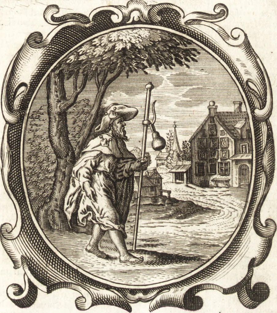An illustration from Lucis euangelicae sub velum sacrorum emblematum reconditae, pars tertia : hoc est, caeleste pantheon, sive caelum novum in festa et gesta sanctorum totius anni, selectâ historiâ, & morali doctrinâ, 1659, leaf 904