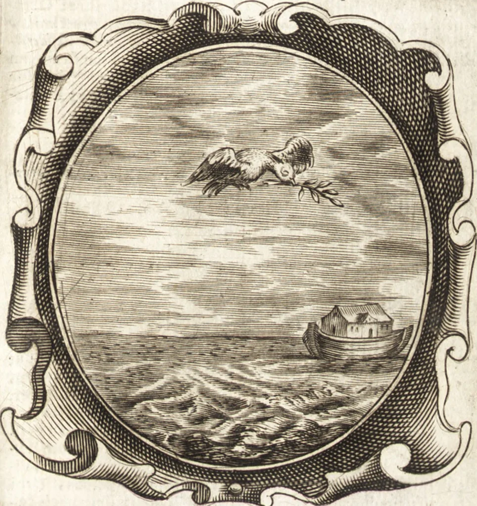 An illustration from Lucis euangelicae sub velum sacrorum emblematum reconditae, pars tertia : hoc est, caeleste pantheon, sive caelum novum in festa et gesta sanctorum totius anni, selectâ historiâ, & morali doctrinâ, 1659, leaf 924