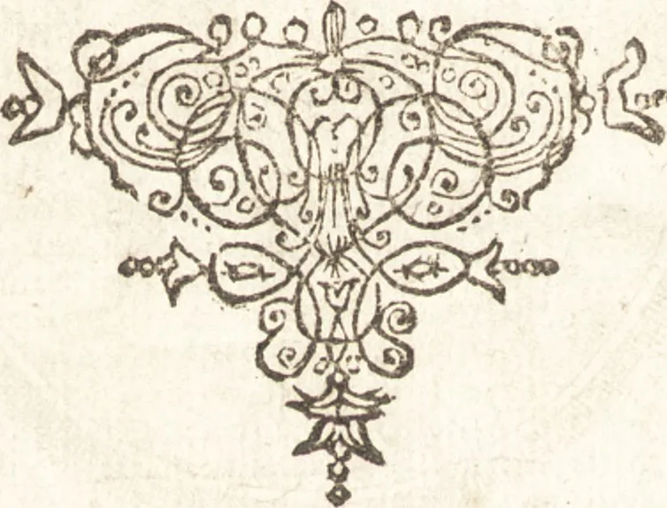 An illustration from Lucis euangelicae sub velum sacrorum emblematum reconditae, pars tertia : hoc est, caeleste pantheon, sive caelum novum in festa et gesta sanctorum totius anni, selectâ historiâ, & morali doctrinâ, 1659, leaf 983