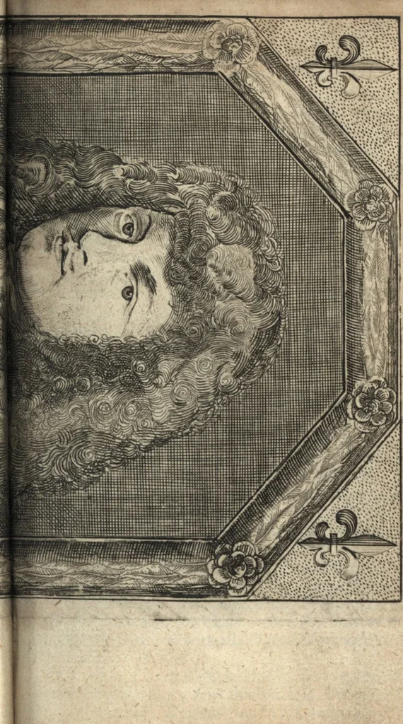 An illustration from The Netherland-historian : containing a true and exact relation of what hath passed in the late warrs between the King of Great Britain, and the French King with their allyes, against the States Generall of the United Provinces, from the beginning thereof anno. 1671 to the conclusion of peace between His aforesaid Majesty of Britain, and the said States, with the continuation of what hath since happened between France and his allyes, against the said States, and their confœderates, to the end of the year 1674 : illustrated with above 60 sculptures, being the exact delineations of the most principall fortifications in those provinces, and the pourtraictures of severall mighty princes and eminent officers, 1675, leaf 32