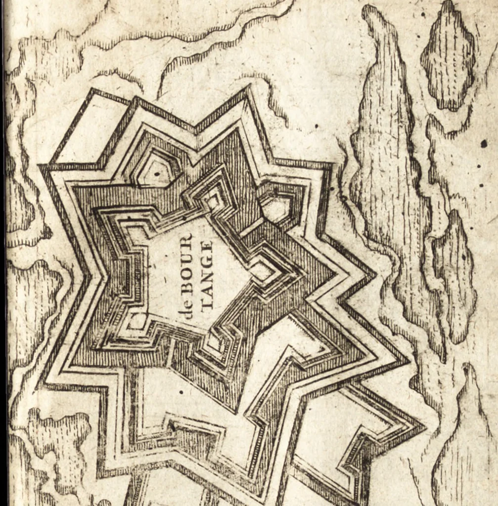 An illustration from The Netherland-historian : containing a true and exact relation of what hath passed in the late warrs between the King of Great Britain, and the French King with their allyes, against the States Generall of the United Provinces, from the beginning thereof anno. 1671 to the conclusion of peace between His aforesaid Majesty of Britain, and the said States, with the continuation of what hath since happened between France and his allyes, against the said States, and their confœderates, to the end of the year 1674 : illustrated with above 60 sculptures, being the exact delineations of the most principall fortifications in those provinces, and the pourtraictures of severall mighty princes and eminent officers, 1675, leaf 326